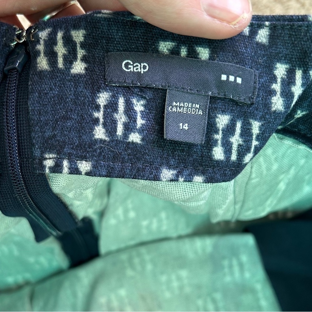 🦋 GAP Factory Blue White Mini Skirt Formal Office Preppy Size 14 - Picture 2 of 6